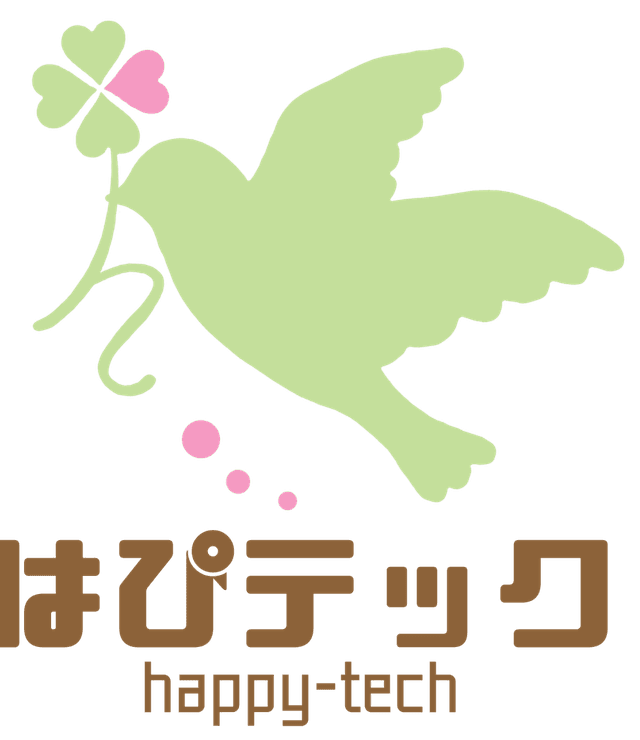 はぴテックのロゴ（クローバーをくわえた鳥）